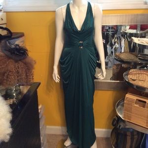Emerald green satin dress